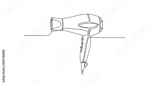 Hairdryer illustration in minimalist linear design  