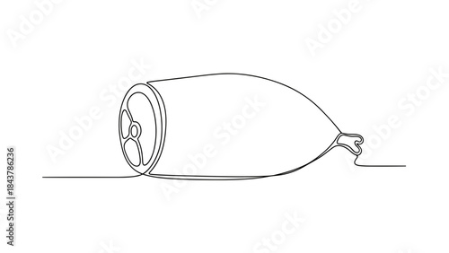 Line art illustration of a soda can on a flat surface  