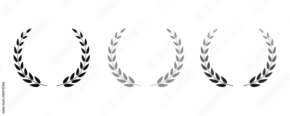 Obraz premium Black, Gray, and Gradient Laurel Wreaths award victory On Transparent Background