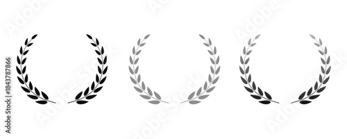 Black, Gray, and Gradient Laurel Wreaths award victory On Transparent Background