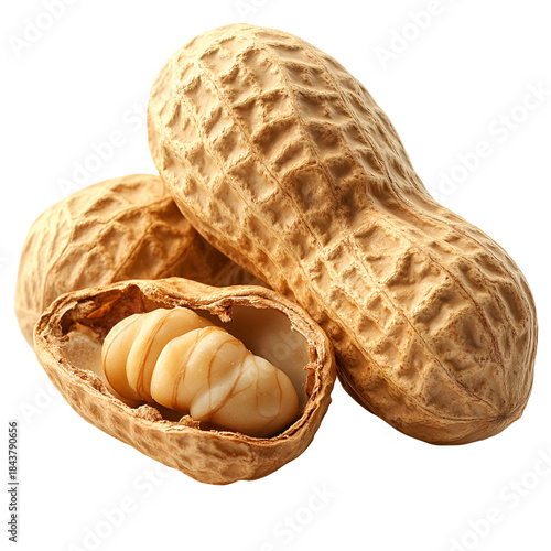 Peanuts whole and split image against transparent background