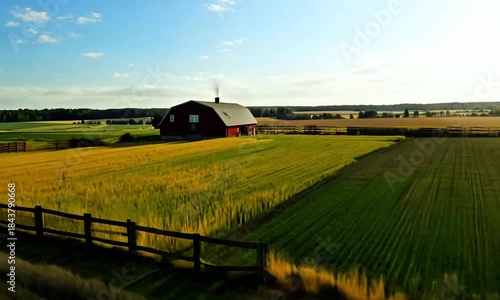rural landscape with a barn in the background