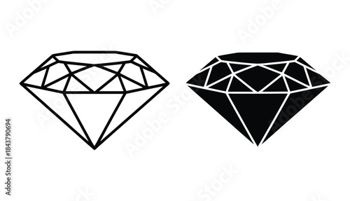 Diamond Gemstone Icon or Outline Vector Illustration for Luxury and Wealth