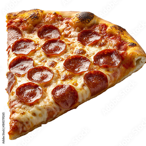 Pepperoni pizza slice closeup image