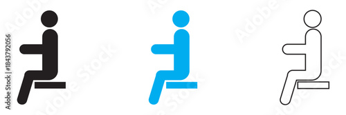 Sitting people icon.  Sitting on bench or chair  people vector in profile view. Vector illustration. EPS 10