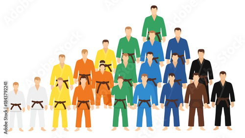 Diverse Group of Business Professionals Standing in a Pyramid Formation