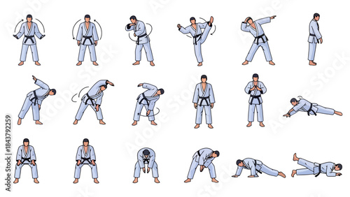 Collection of Diverse Business Professionals Performing Exercise and Stretching Activities in Office Environment