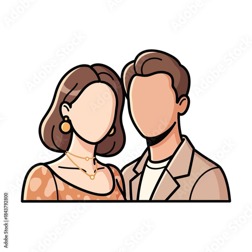 A simple cartoon illustration depicting a faceless couple, ideal for modern avatar or profile picture usage