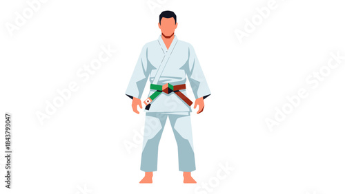 Martial arts practitioner in traditional uniform demonstrating discipline and strength