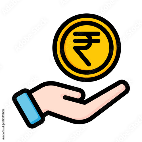 Hand Holding Rupee Coin Icon