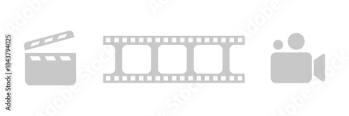 Gray Icons For Film Production On Transparent Background