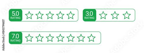 Three green rating bars with stars On Transparent Background