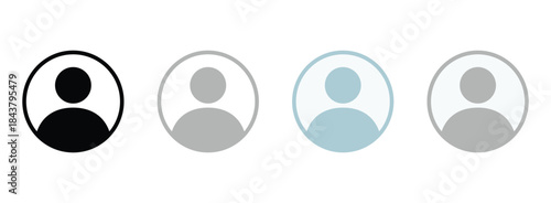 Collection of user profile icons in various colors On Transparent Background