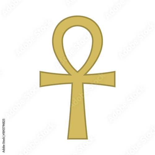 Gold Ankh Cross Symbol Outline Icon