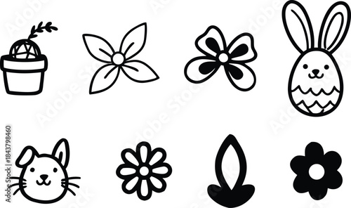 set of easter eggs with flowers