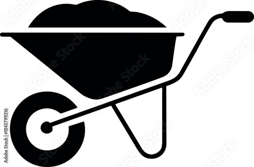 Wheelbarrow Silhouette Icon for Construction Gardening and Agriculture Design