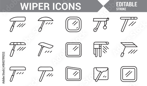 Vehicle windshield wiper symbols for UI and info graphic design