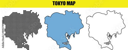 Detailed Visual Representations of Tokyo Prefecture Including a Dotted Map