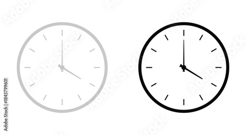 Black and Gray Analog Clocks time dial On Transparent Background