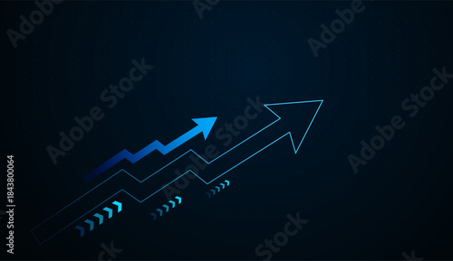 Neon zigzag lines morph into an arrow, representing volatile data evolving into clear upward performance. A glowing growth line pierces the dark grid, illustrating technology