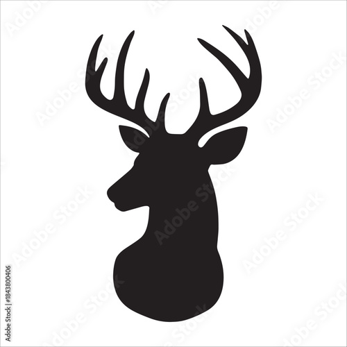 Deer Head Silhouette With Large Antlers