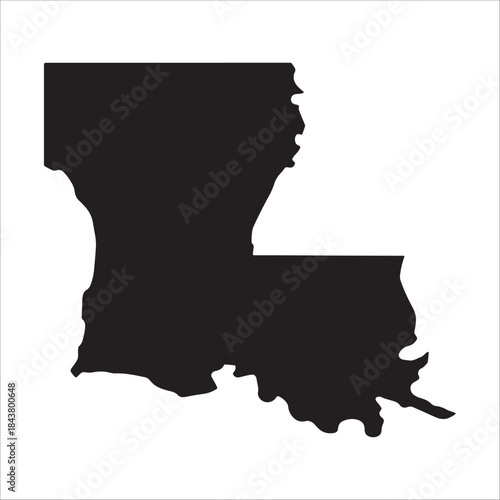 Fotografie Louisiana State Silhouette Black Icon Shape