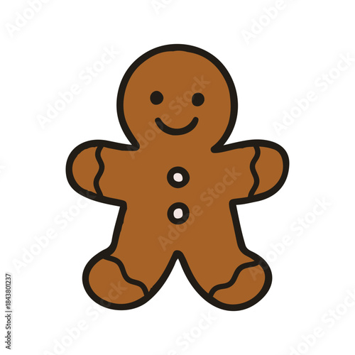Christmas object ginger cookies vector illustration. Hand drawn simple graphic elements design