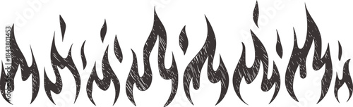 Black and white stylized flame line flames fire