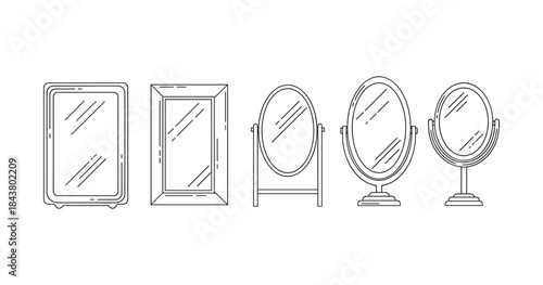 Variety of mirror designs: rectangular, oval, tabletop, and frame styles