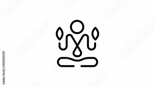 yoga animated logo emblem sign line design video footage motion graphics