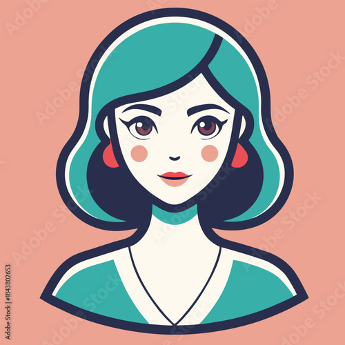 design logo vector cartoon character illustration charming woman icon