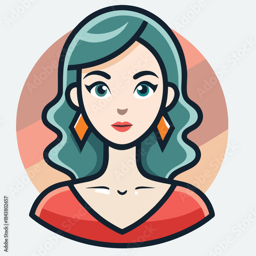 design logo vector cartoon character illustration charming woman icon