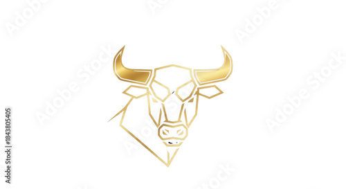 Golden Geometric Bull Head Logo Icon for Finance Investment Wealth Zodiac Success