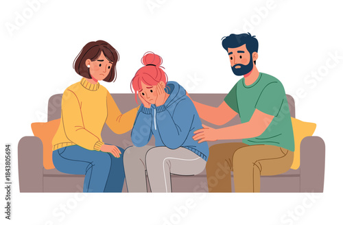 Caring support: comforting young female during difficult times