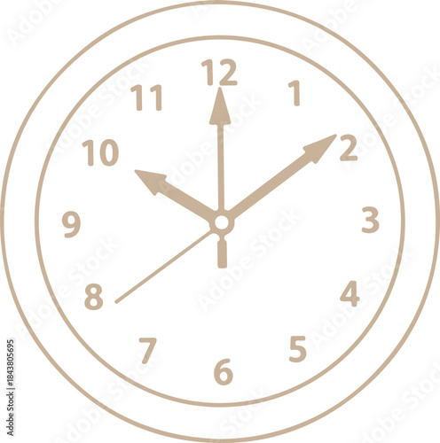 Simple analog clock face showing ten past ten vector Illustration