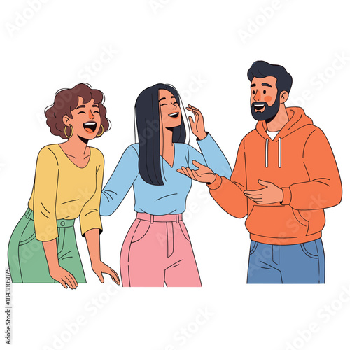 Group of young adults laughing and socializing with friends