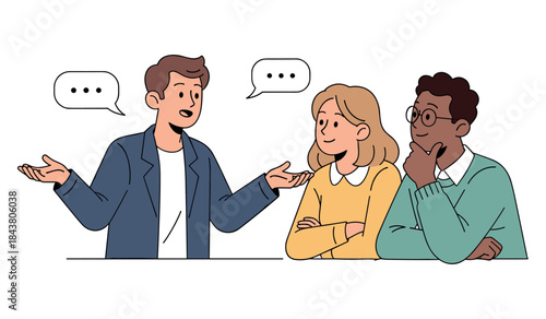 Young adults engaging in discussion: diverse group communication