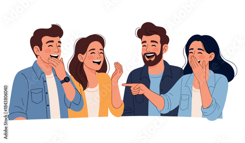 Group of young diverse adults laughing and enjoying conversation together