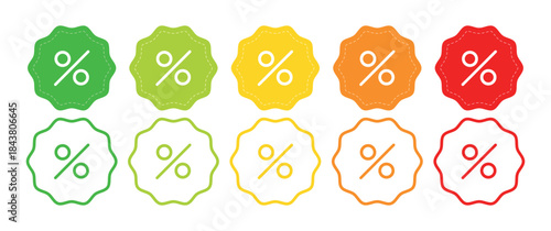 set of sale labels, Percentage discount icon set