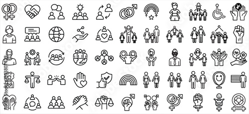 Collection of web icons representing diversity in relationships and gender identities for inclusive design projects.