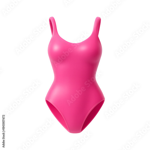 Vibrant pink one-piece swimsuit with a sleek design for summer fashion and beachwear isolated on transparent background, illustration