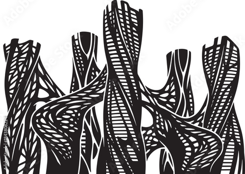 Abstract futuristic city skyline modern alien architectural design vector illustration background