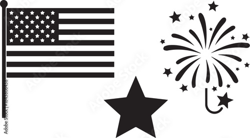 American flag stars fireworks silhouette celebrating independence day patriotism holiday event
