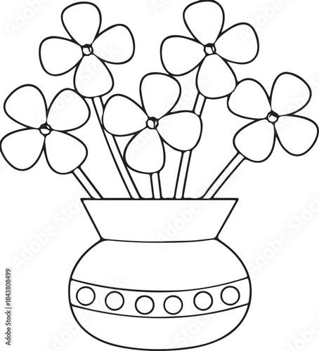 Simple flowers in vase outline