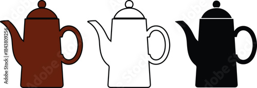 Three Coffee Pots in Brown Black and White Minimalist Style teapot