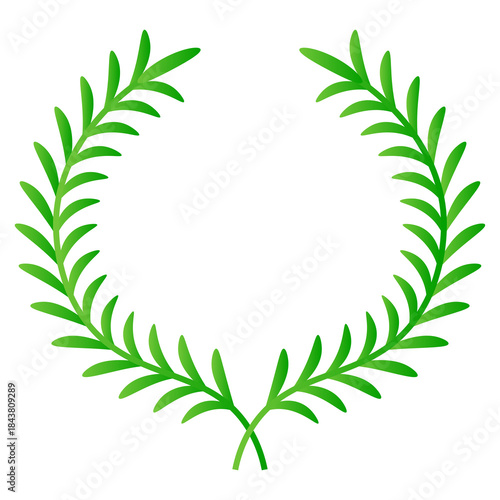 Green laurel wreath. Green silhouette laurel foliate wreaths, award, achievement, chaplet, heraldry, nobility. Green leaf silhouette on PNG.