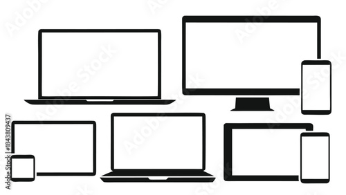 set of computer devices vector