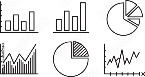 Hand drawn business charts and graphs collection for data analysis and financial reporting ideas