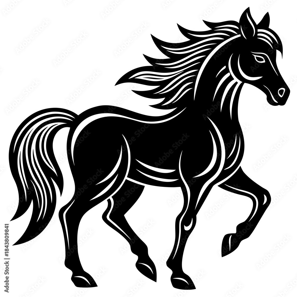 Fototapeta premium Minimal horse illustration modern flat concept vector illustration