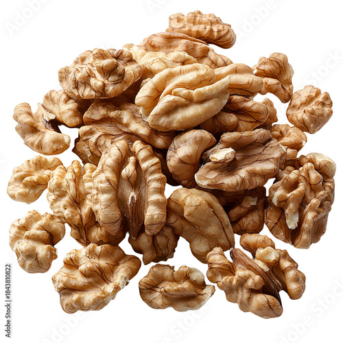 Pile of whole walnuts against transparent background